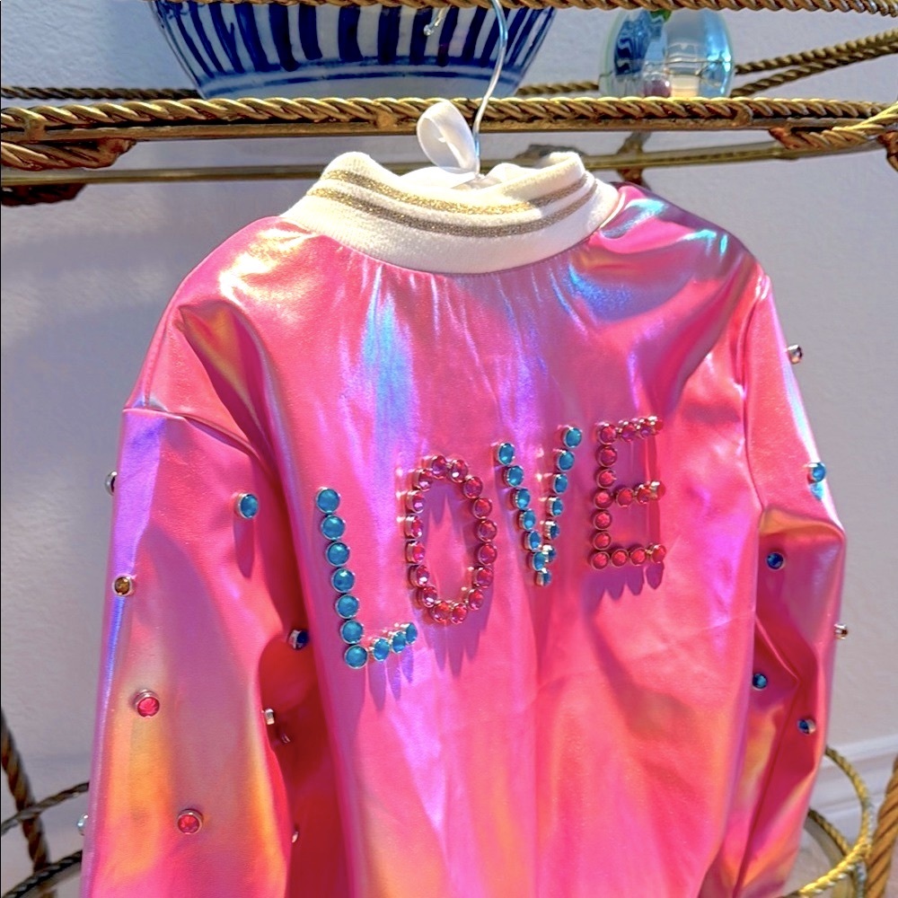 Hannah Banana Pink Jacket with Colorful Embellishments